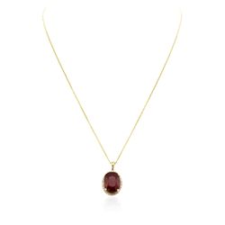 14KT Yellow Gold 14.42ct Ruby and Diamond Pendant With Chain