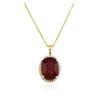 Image 2 : 14KT Yellow Gold 14.42ct Ruby and Diamond Pendant With Chain