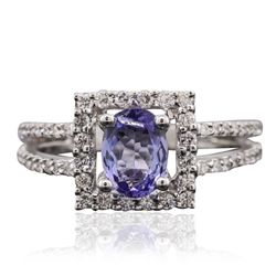 18KT White Gold 0.83ct Tanzanite and Diamond Ring