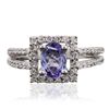 Image 1 : 18KT White Gold 0.83ct Tanzanite and Diamond Ring