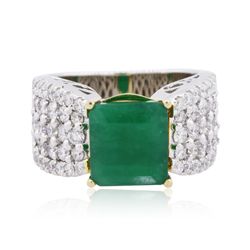 14KT Two-Tone Gold 3.93ct Emerald and Diamond Ring