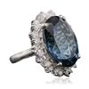 Image 2 : 14KT White Gold 21.45ct Blue Topaz and Diamond Ring