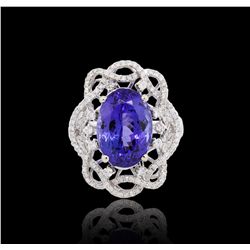 18KT White Gold 7.61ct Tanzanite and Diamond Ring