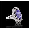 Image 2 : 18KT White Gold 7.61ct Tanzanite and Diamond Ring