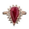 Image 1 : 14KT Rose Gold 3.82ct Ruby and Diamond Ring