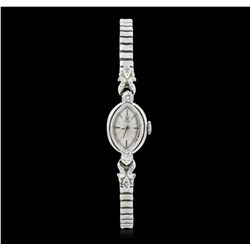 Ladies Omega Vintage Stainless Steel Diamond Wristwatch