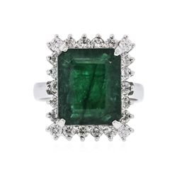 14KT White Gold 7.86ct Emerald and Diamond Ring