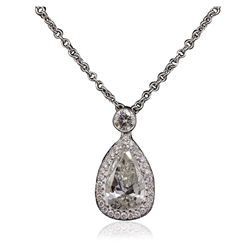 18KT White Gold 2.34ctw Diamond Pendant With Chain With Chain