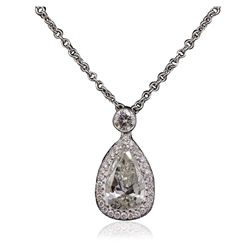 18KT White Gold 2.34ctw Diamond Pendant With Chain With Chain