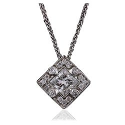 14KT White Gold 0.89ctw Diamond Pendant With Chain