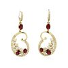 Image 1 : 14KT Yellow Gold 2.60ctw Ruby and Diamond Earrings