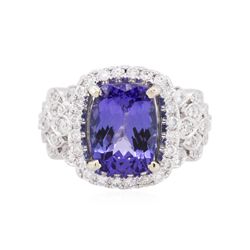 14KT White Gold 4.23ct Tanzanite and Diamond Ring