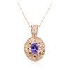 Image 2 : 14KT Rose Gold 0.80ct Sapphire and Diamond Pendant With Chain