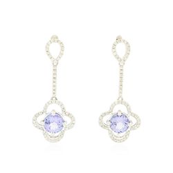 14KT White Gold 2.90ctw Tanzanite and Diamond Earrings