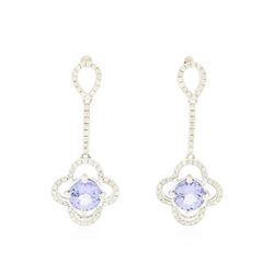 14KT White Gold 2.90ctw Tanzanite and Diamond Earrings