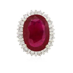 14KT White Gold 11.82ct Ruby and Diamond Ring