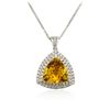 Image 2 : 14KT White Gold 5.01ct Citrine Quartz and Diamond Pendant With Chain