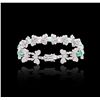 Image 2 : 18KT White Gold 3.20ctw Emerald and Diamond Bracelet