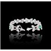 Image 3 : 18KT White Gold 3.20ctw Emerald and Diamond Bracelet