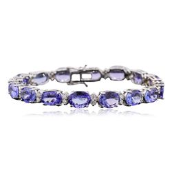 14KT White Gold 22.56ctw Tanzanite and Diamond Bracelet