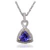 Image 1 : 14KT Two-Tone Gold 2.72ct Tanzanite and Diamond Pendant With Chain
