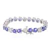 Image 2 : 14KT White Gold 14.58ctw Tanzanite and Diamond Tennis Bracelet