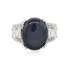 Image 1 : Platinum 24.10ct Blue Star Sapphire and Diamond Ring