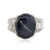 Image 4 : Platinum 24.10ct Blue Star Sapphire and Diamond Ring