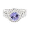 Image 1 : 14KT White Gold 1.43ct Tanzanite and Diamond Ring