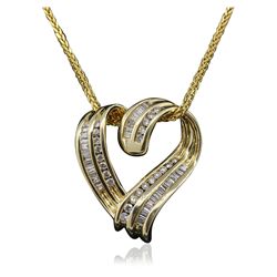 14KT Yellow Gold 0.92ctw Diamond Pendant With Chain