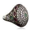 Image 2 : Silver 2.20ctw Ruby, Emerald and Cubic Zirconia Ring