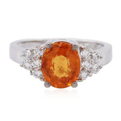 14KT White Gold 2.23ct Spessartite and Diamond Ring