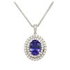 Image 2 : 14KT White Gold 5.01ct Tanzanite and Diamond Pendant With Chain