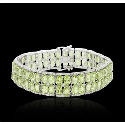 14KT White Gold 40.51ctw Peridot and Diamond Bracelet