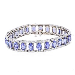 14KT White Gold 19.75ctw Tanzanite and Diamond Bracelet