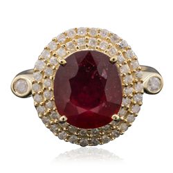 14KT Yellow Gold 4.98ct Ruby and Diamond Ring