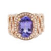 Image 1 : 14KT Rose Gold 3.59ct Tanzanite and Diamond Ring