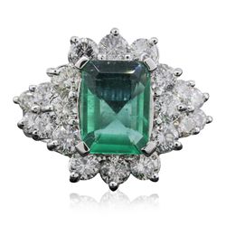 14KT White Gold 2.36ct Emerald and Diamond Ring