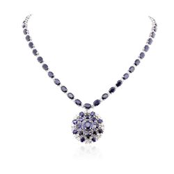 14KT White Gold 47.29ctw Sapphire and Diamond Necklace