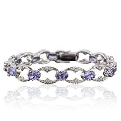 14KT White Gold 10.79ctw Tanzanite and Diamond Bracelet