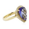 Image 2 : 14KT Yellow Gold 3.43ct Tanzanite and Diamond Ring