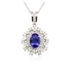 Image 2 : 14KT White Gold 3.40ct Tanzanite and Diamond Pendant With Chain