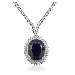 18KT and 14KT White Gold 41.84ct Sapphire and Diamond Necklace