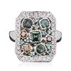 Image 1 : 14KT White Gold 1.21ctw Alexandrite, Paraiba and Diamond Ring