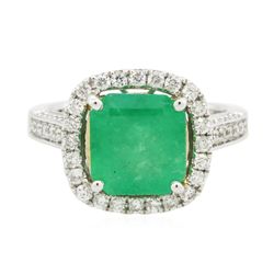 14KT Two-Tone Gold 3.85ct Emerald and Diamond Ring