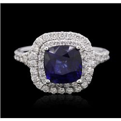 14KT White Gold 3.15ct Sapphire and Diamond Ring