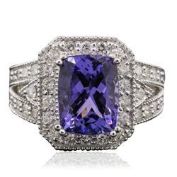 14KT White Gold 4.51ct Tanzanite and Diamond Ring