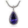 Image 2 : 18KT White Gold 36.63ct GIA Certified Tanzanite and Diamond Pendant With Chain