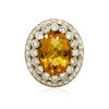 Image 1 : 14KT White Gold 15.39ct Citrine and Diamond Ring