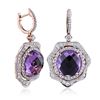 Image 2 : 14KT Rose Gold 16.33ctw Amethyst and Diamond Earrings